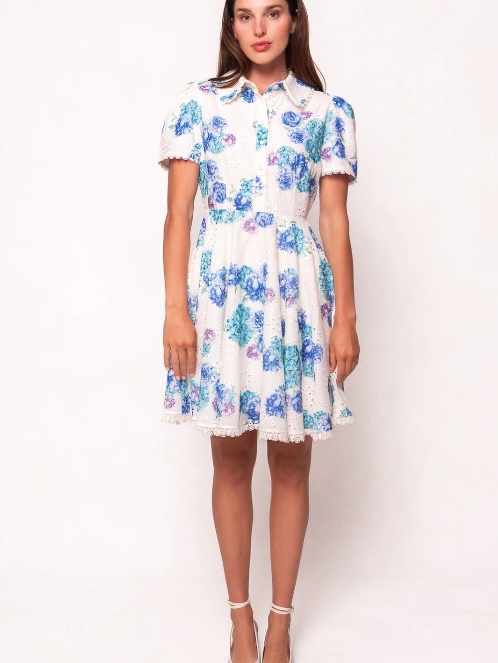 Ivy City Co Penny White Floral Eyelet Fit-and-Flare Dress